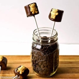 These Teddy Graham S'more pops will be a hit with your little kids! No campfire needed- these no-bake treats are quick and easy.