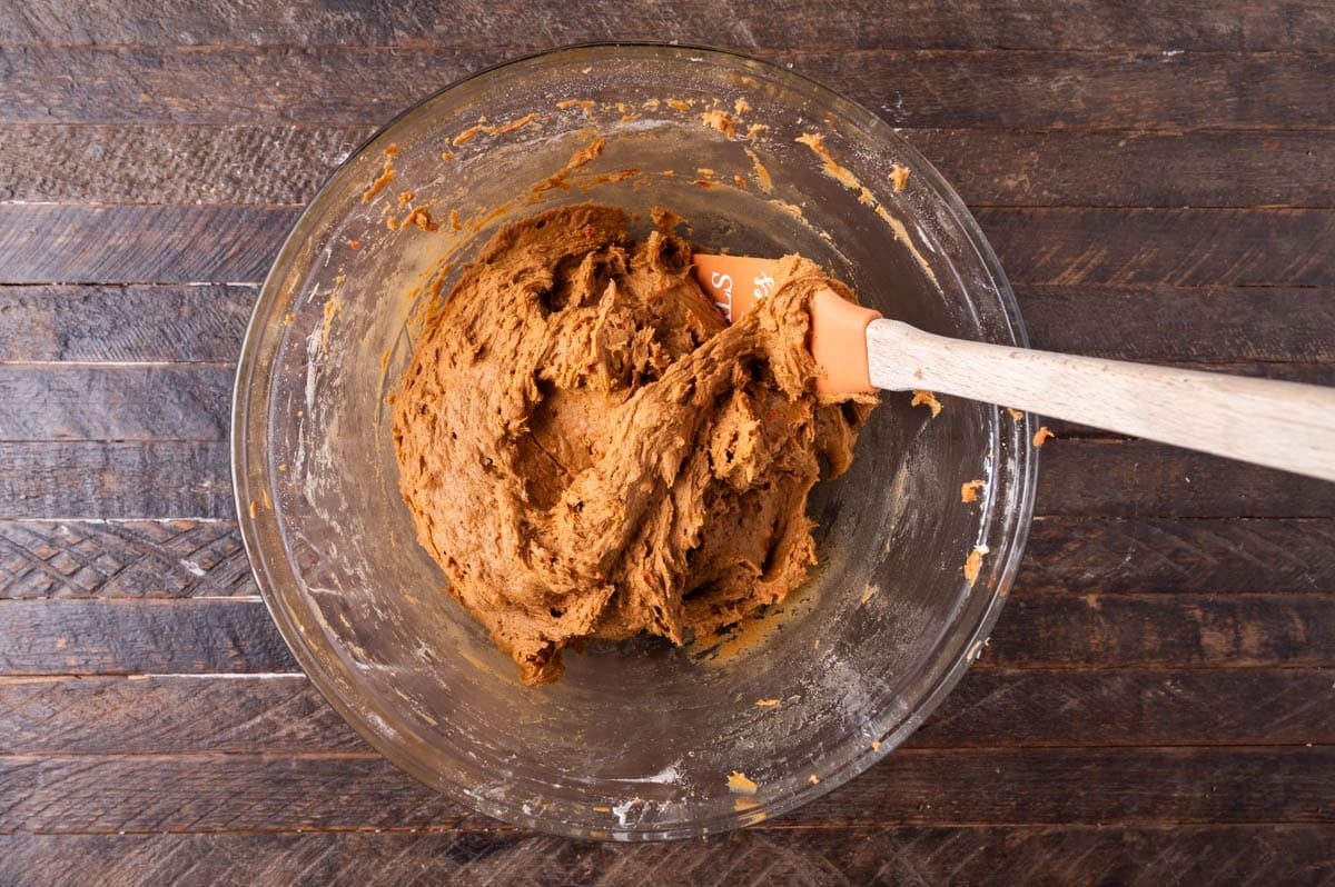 carrot cake bar batter in a bowl