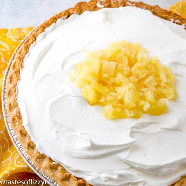 overhead view of a pineapple pie