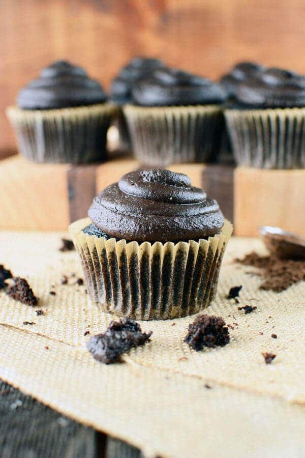 These whole grain chocolate cupcakes are so moist you'd never believe they were whole grain! Topped with amazing dark chocolate peanut butter frosting.