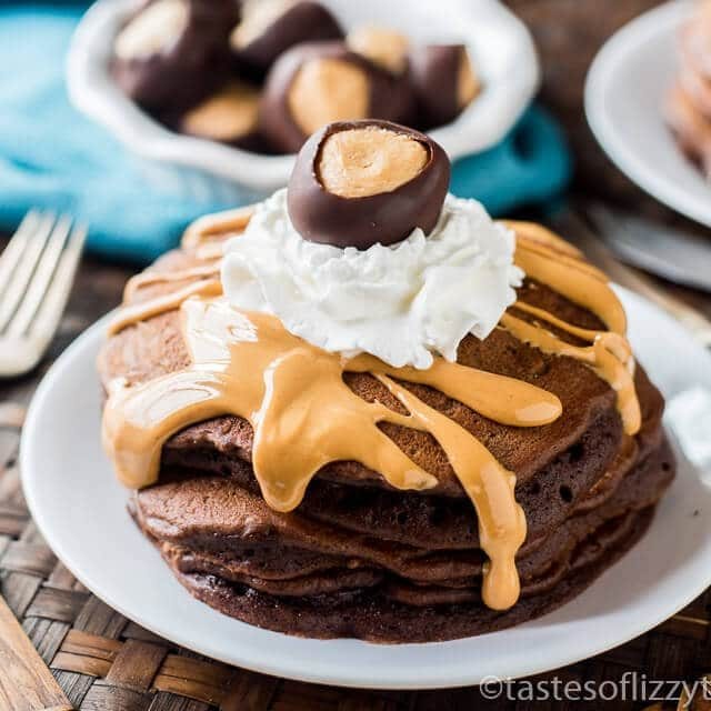 stack of chocolate pancakes
