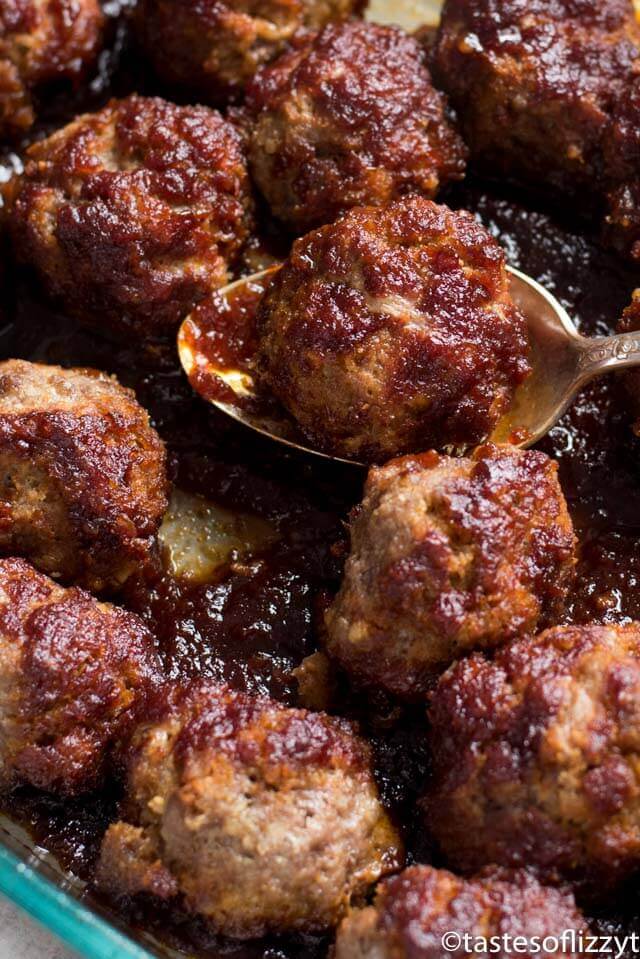 My grandma's meatballs recipe is a family favorite and is so simple to make! You'll love the molasses and chili sauce flavors of these baked meatballs. This is one of my favorite meatball recipes! Baked Meatballs in Molasses and Chili Sauce