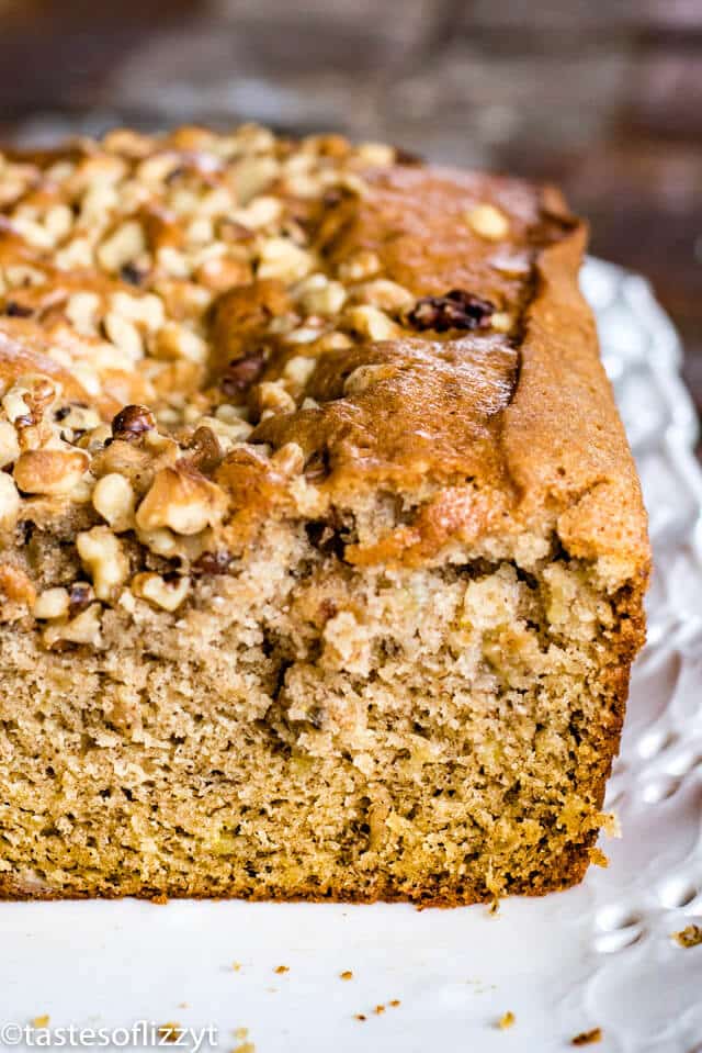 close up of banana bread
