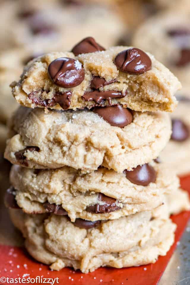 stack of chocolate peanut butter cookies