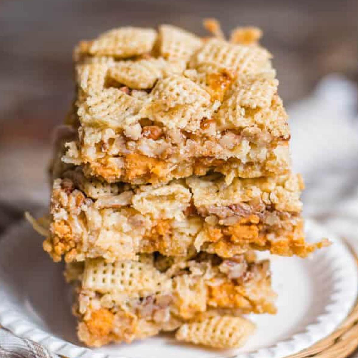 a stack of butterscotch magic bars