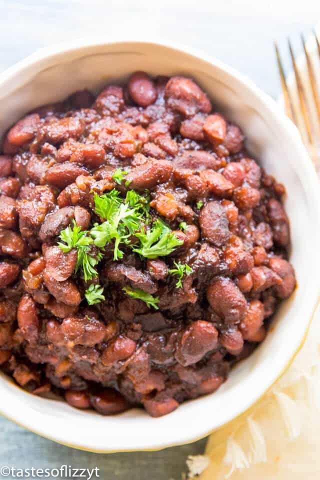 A close up of a plate of food, with Baked beans