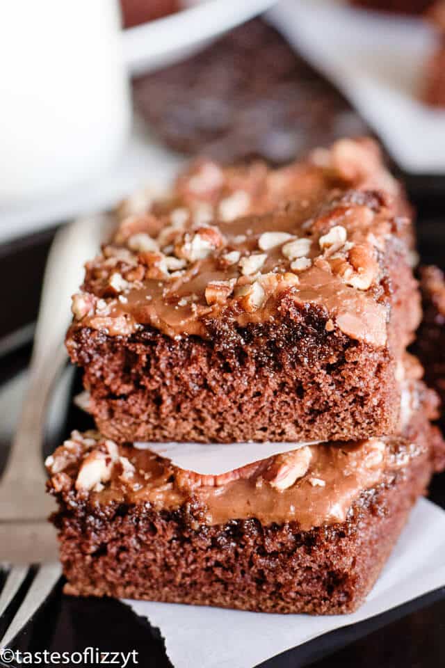 A close up of a piece of chocolate cake