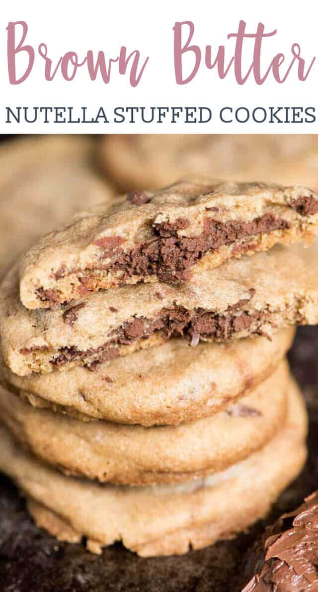 These soft, chewy Brown Butter Chocolate Chip Cookies Stuffed with Nutella are made with tons of chocolate chips and sea salt, creating the perfectly sweet and salty cookie.