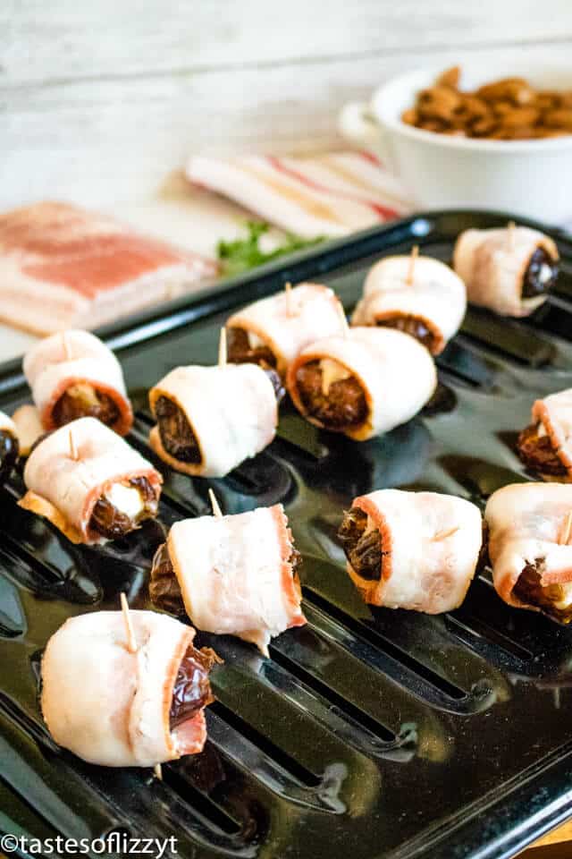 uncooked bacon wrapped dates