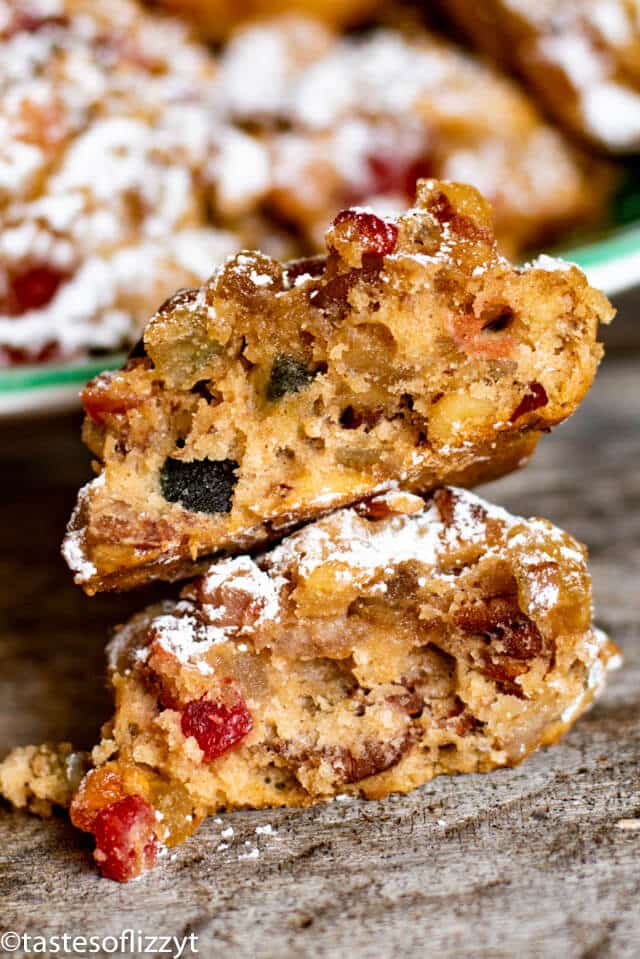 easy christmas fruit cake cookies with one broken in half