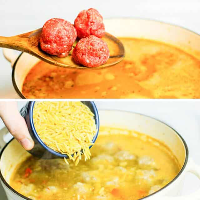 Albondigas soup is a delicious Mexican meatball soup with homemade meatballs. This traditional Mexican soup recipe makes a fantastic and easy Cinco de Mayo meal! adding uncooked Albondigas meatballs and shredded cheese to Albondigas soup