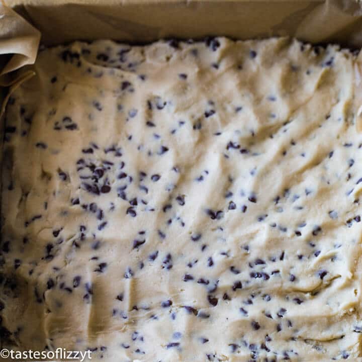 uncooked sugar cookie dough in baking pan