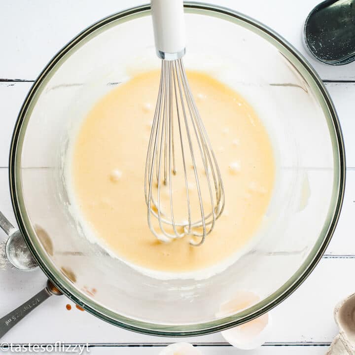 batter for rhubarb crisp in bowl