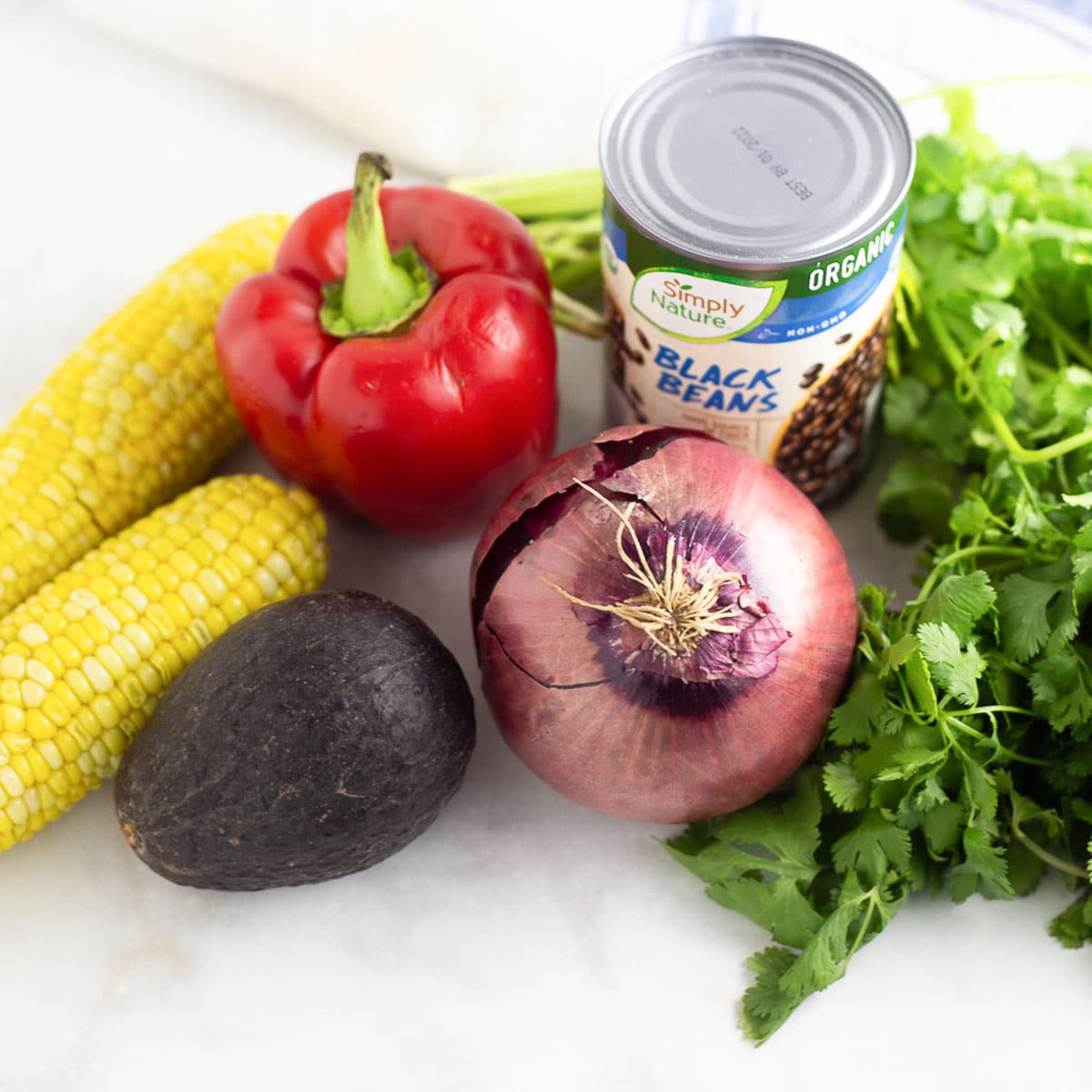 ingredients for black bean and corn salad