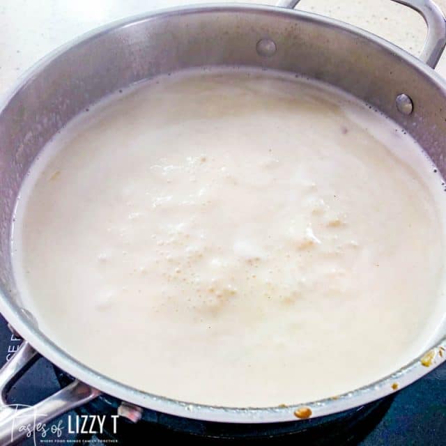 sauce for tetrazzini in a saucepan