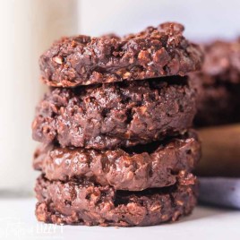 stack of fudgy No Bake Cookies