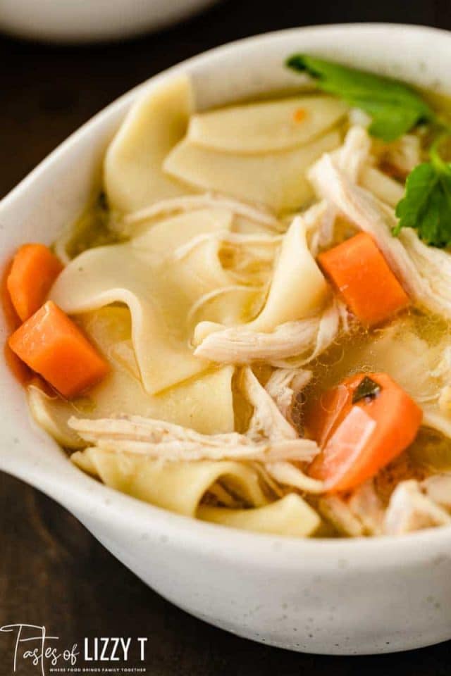 chicken noodle soup in a bowl