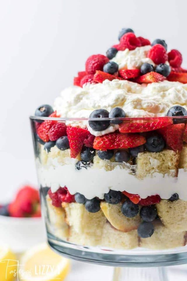 glass bowl of layered trifle