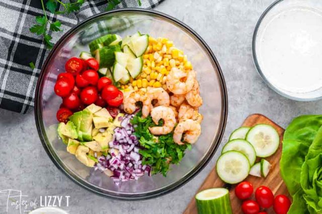 bowl of fresh vegetables for cajun salad