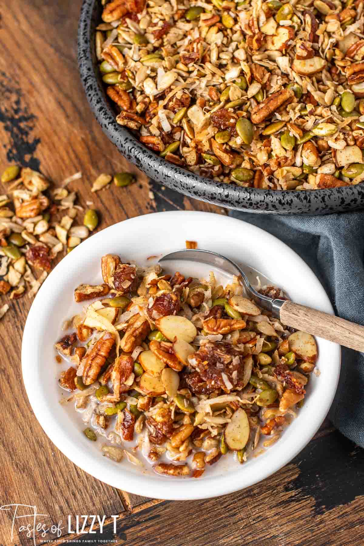 granola in a cereal bowl
