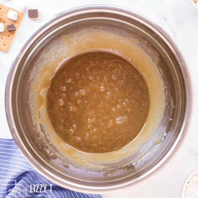 sugar and eggs in a mixing bowl