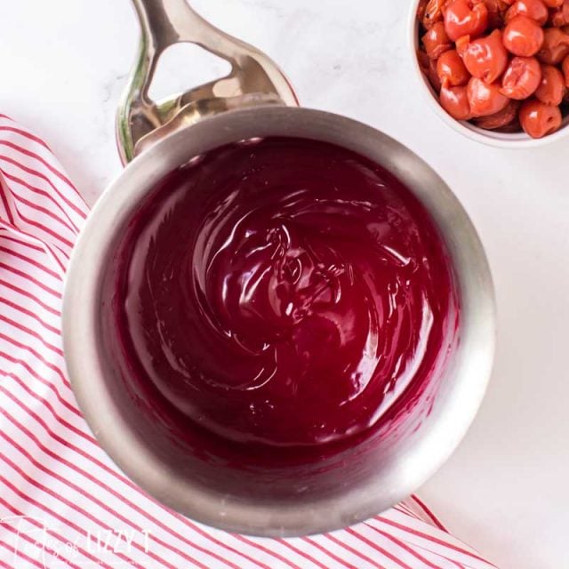 cherry pie filling in a saucepan