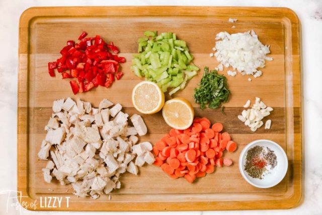 ingredients for Lemon Basil Chicken Noodle Soup