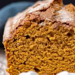 loaf of pumpkin bread on a plate