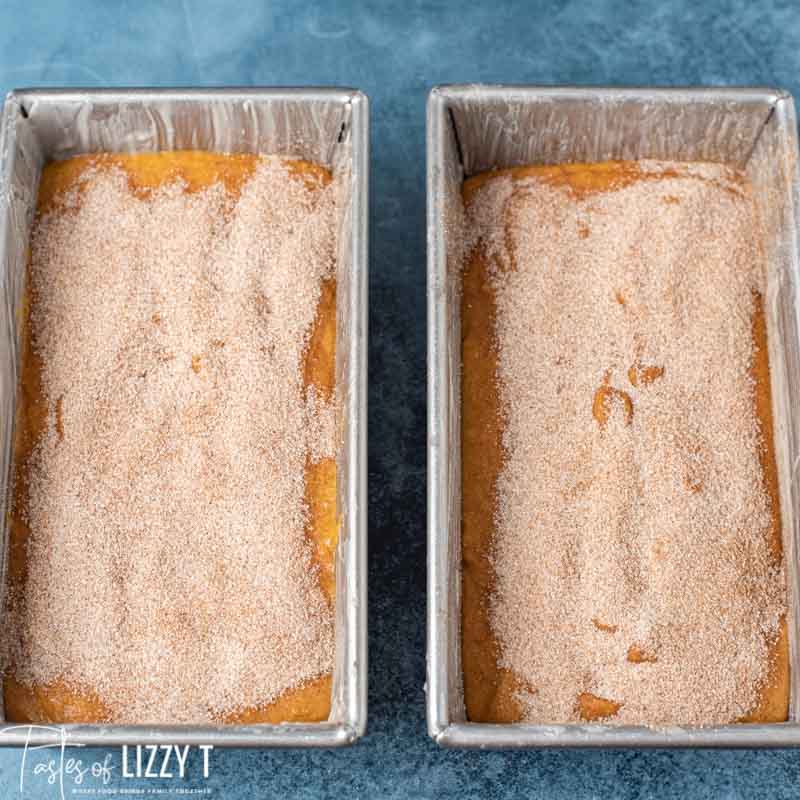 two unbaked loaves of sourdough pumpkin bread