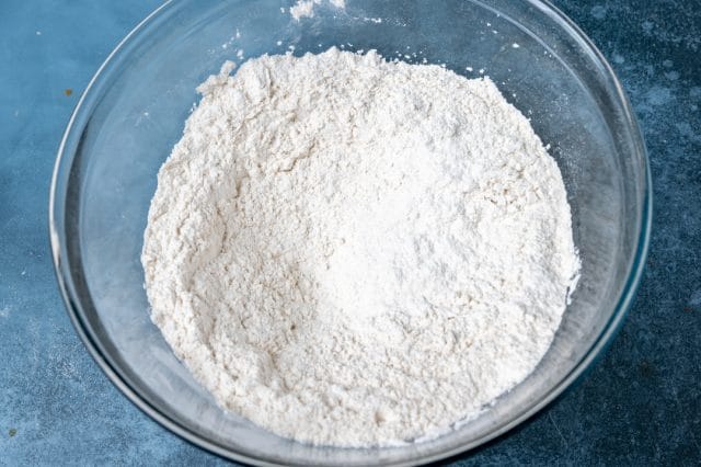 flour in a mixing bowl