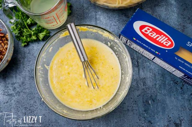 mixed eggs in a bowl