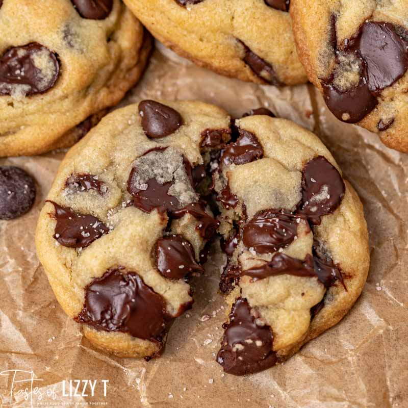 closeup of a cookie broken in half