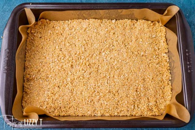 graham cracker crust in a pan