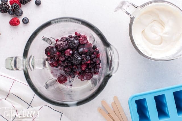 berries in a blender