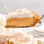 a slice of pie sitting on a spatula