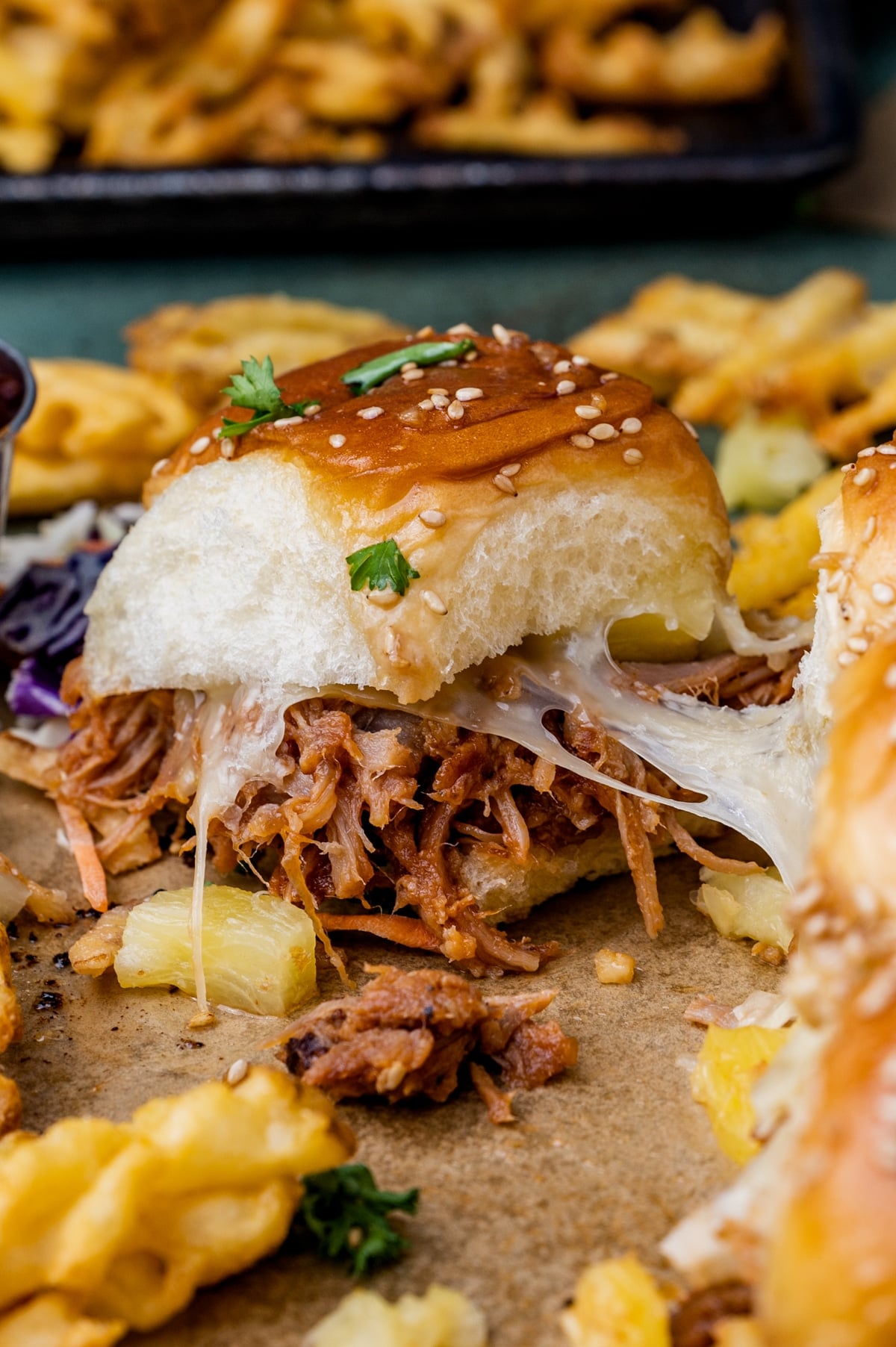pulled pork hawaiian slider with pineapple