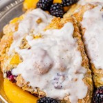 peach blackberry scones on a plate