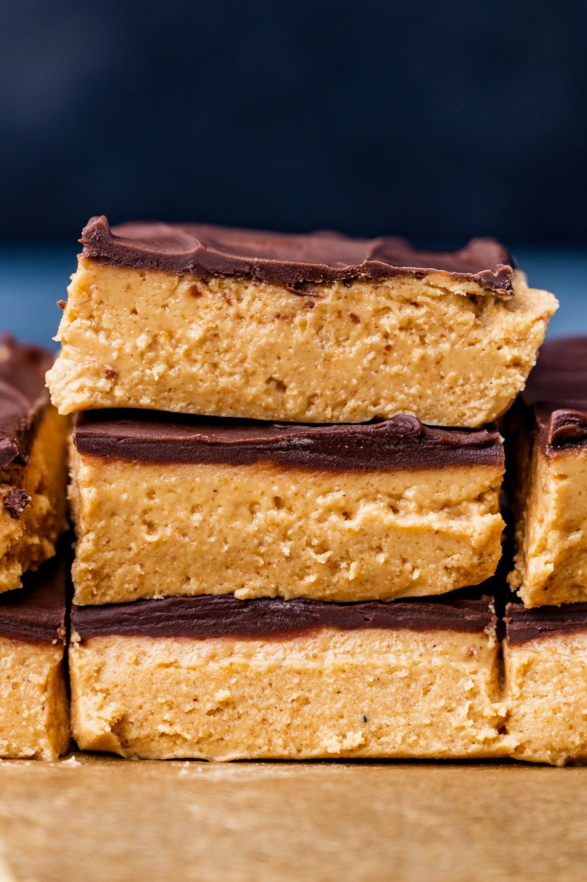 a stack of three peanut butter bars