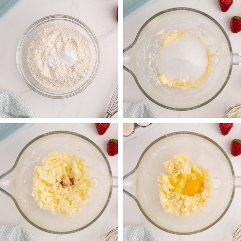 collage of how to make yogurt cake batter