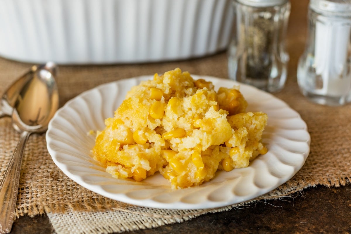 corn casserole on a plate