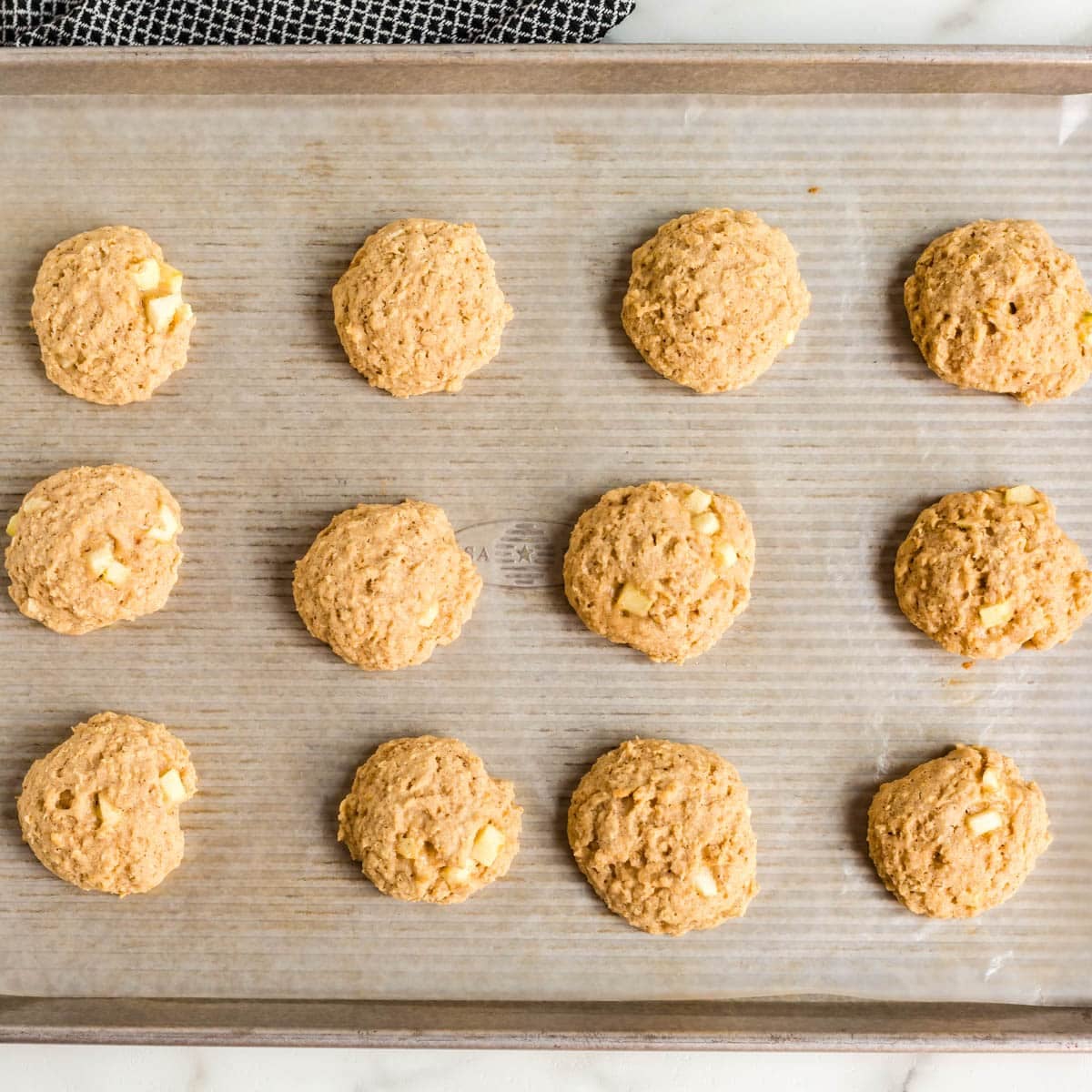 baked apple cookies on a pan