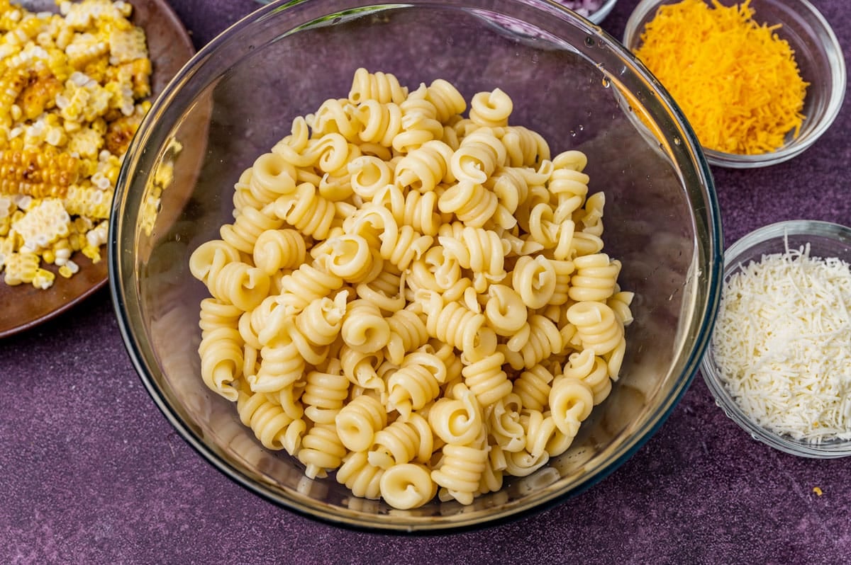 pasta in a glass bowl