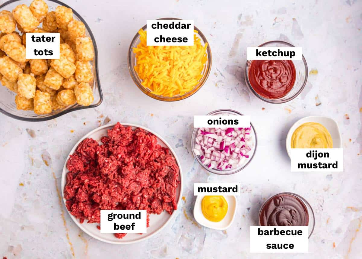 ingredients for tater tot casserole on a table
