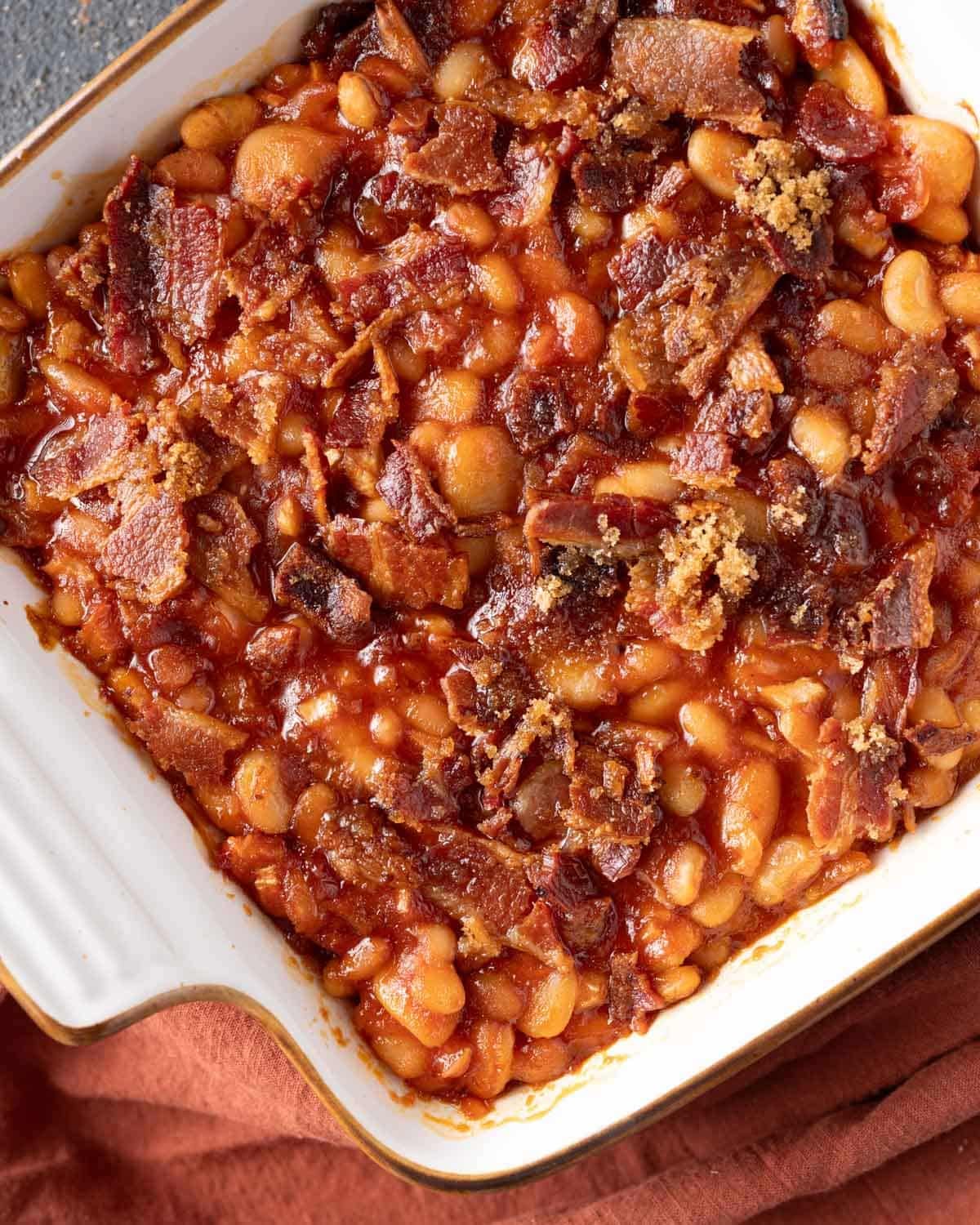 overhead view of 3 bean casserole