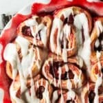 closeup of cherry rolls in a pan