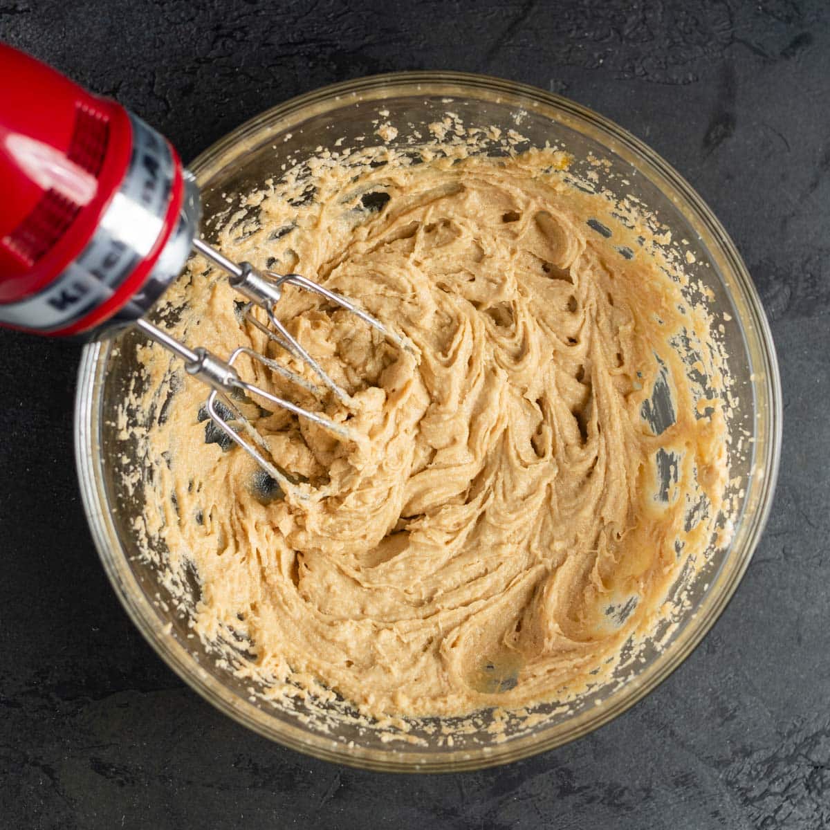 creamed butter and sugar in a bowl