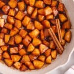 cinnamon fried apples in a skillet