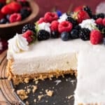 inside of a creamy no bake cheesecake