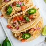 overhead view of salsa verde tacos