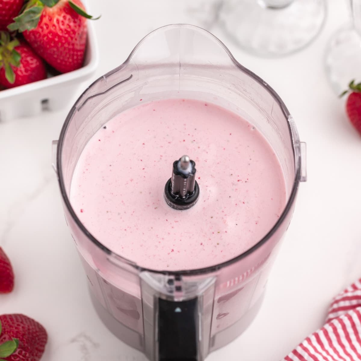 milkshake mixture in a blender